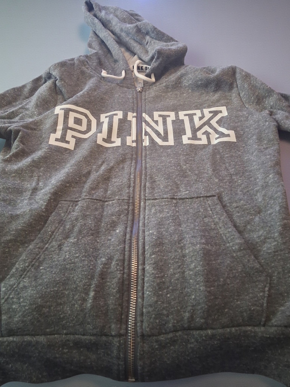 Victoria's Secret PINK heather grey full-zip hoodie Size Small - Picture 2 of 5